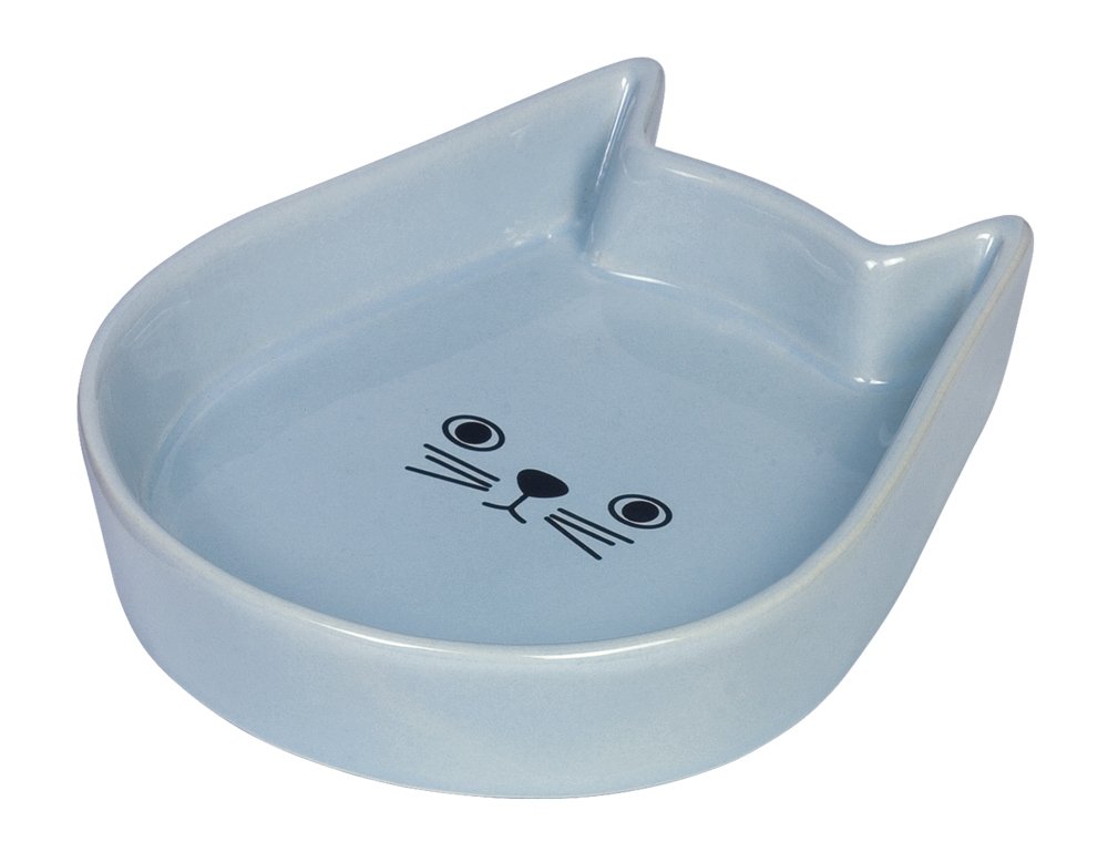 Nobby Cat Ceramic Bowl Kitty Face Light Blue 13 x 16 x 3 cm