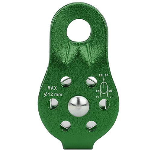 Mountaineering Pulley Aluminum Alloy Heavy Duty Single Pulley Climbing Fixed Rope Rock Climbing Pulley Safety Outdoor Tools(Green)