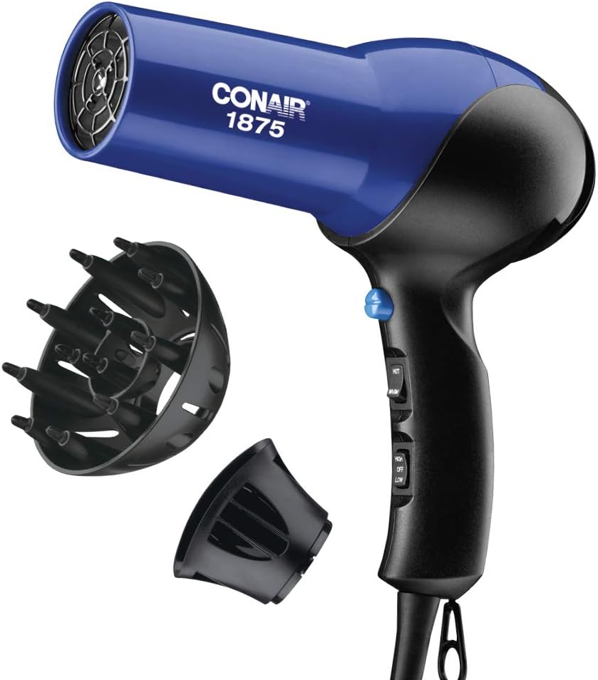 Diffuseur/sèche-cheveux ConAir Euro Collection Vintage 1990 - Bleu Néon, Corde, Neuf Sans étiquette