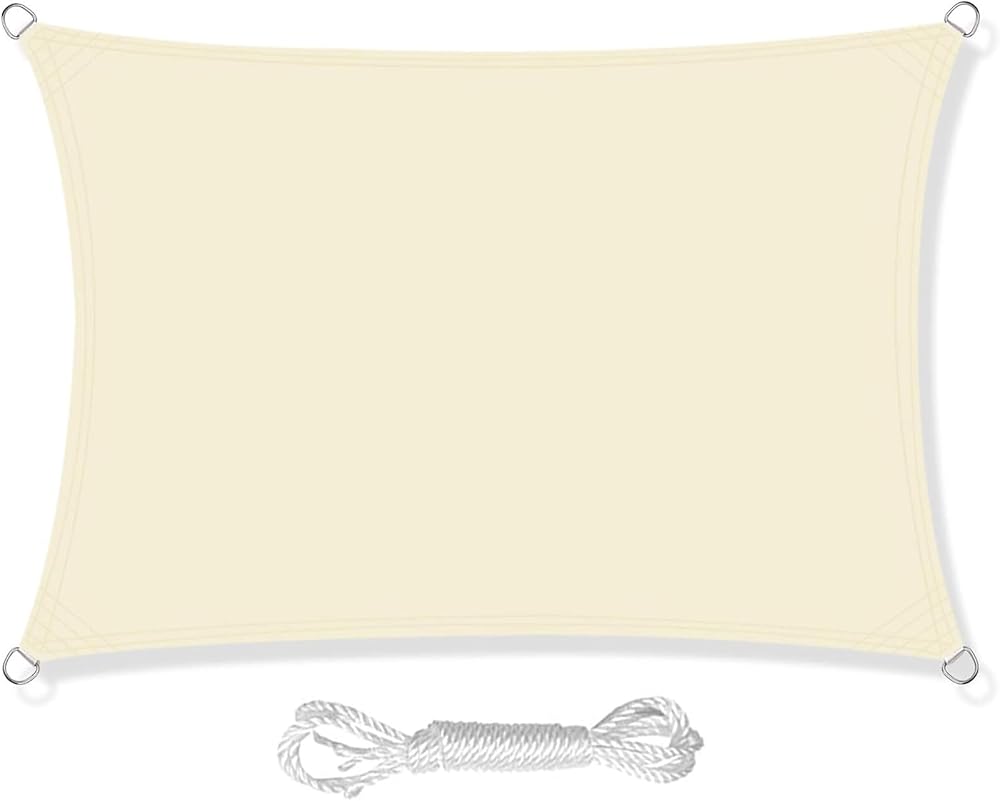 HEYOMART Sun Shade Sail 4m x 5m Cream White Rectangular UV 98% Block