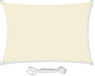 HEYOMART Sun Shade Sail 4m x 5m Cream White Rectangular UV 98% Block