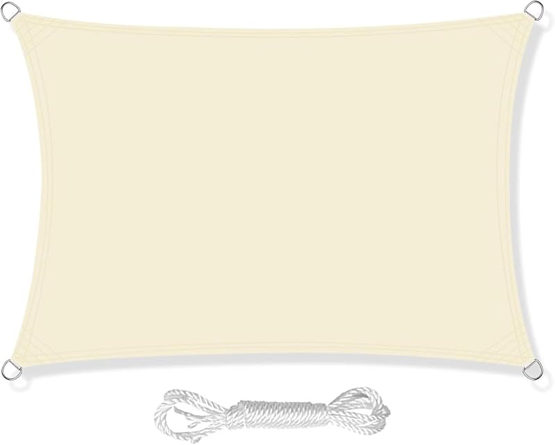 HEYOMART Sun Shade Sail 4m x 5m Cream White Rectangular UV 98% Block