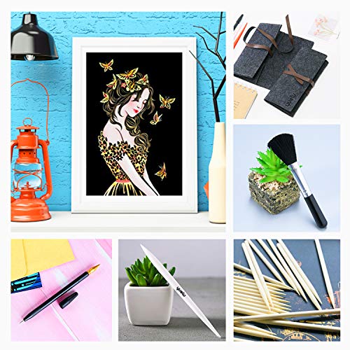 Scratch Paper Rainbow Scratch Art Paper Scratch Arts and Crafts for Adults and Kids DIY Art Craft Night View Painting Kits with 8 Sheets Scratch Cards & Scratch Drawing Pen (Girl&Street Corner)