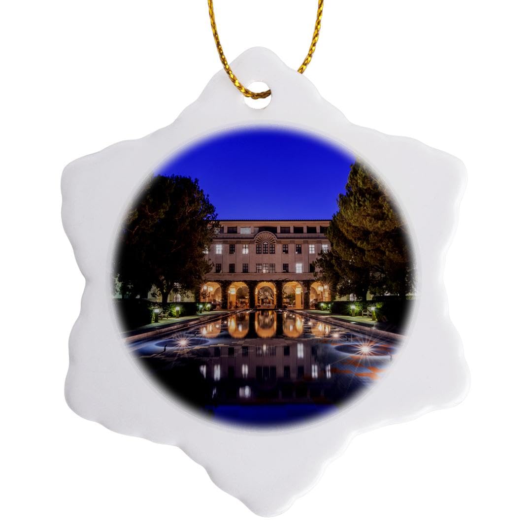 3dRose USA, Pasadena, California Institute of Technology Snowflake Ornament, Porcelain, Multi-Colour, 3-Inch