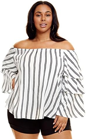 Women's Plus Size Narissa Off Shoulder Ruffle Sleeve Blouse