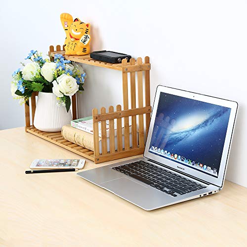 OGORI Plant Stand Flower Display Stand, 2 Tier Desk Shelf Rack Bamboo Bonsai Tools - Thumbnail 4