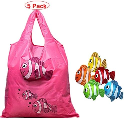 Reusable Grocery Bags (5 Pack, 5 Colors) Shopping Bag Ecology Produce Bag