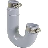 EVERCONNECT 4865 Flexible PVC Rubber Tubular Drain Trap with Stainless Steel Clamps, 1-1/2", Grey, Gray