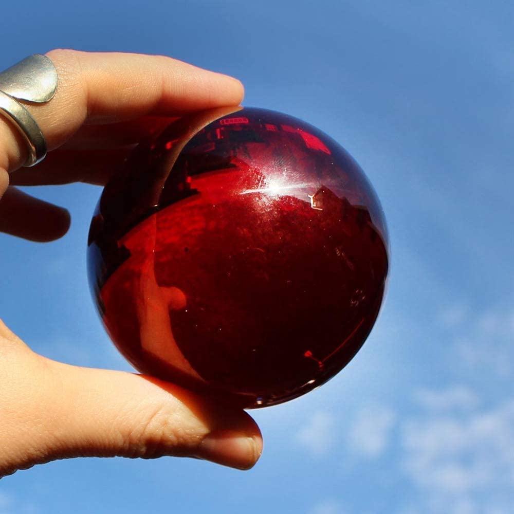 Bundled Set in Ruby Red and Clear of DSJUGGLING Acrylic Contact Juggling Ball - Approx. 3