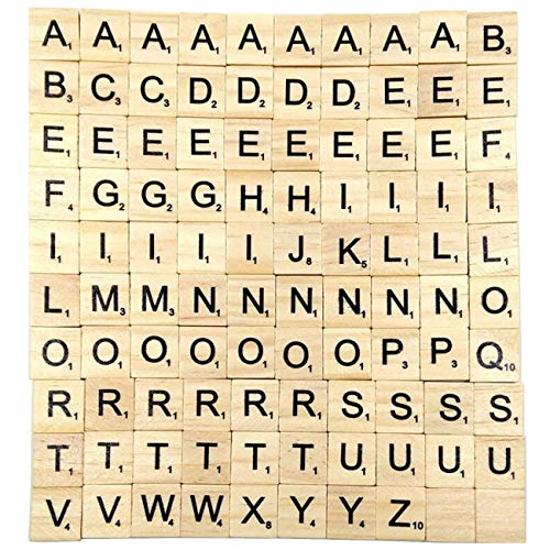 100 PCS Scrabble Tiles Games Wood Letters A-Z Capital Letters for Crafts, Pendants, Spelling - Thumbnail 5