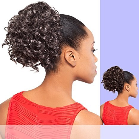 DS006 (Foxy Silver) - Synthetic Ponytail in DARKEST BROWN