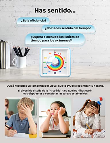LIORQUE Visual Timer, 60 Minute Countdown Kids Timer, Pomodoro Timer, Time Management Tool for Children and Adults (Blue)