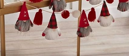 Mud Pie 60 Lodge Gnome Woodland Felt Christmas Garland String Pom