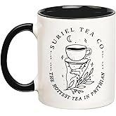 YOLANDEEUROKOK Suriel Tea Co Banned Books Mugs, Bookish Gift Booktok Mug, Reading Gifts for Librarian Cup Book Lover Gift, 11 Oz Novelty Coffee Mug, Black