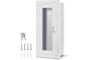 Yeaborn Semi Recessed Fire Extinguisher Cabinet for 5-12 pounds Extinguisher, White Baked Enamel Steel Fire Extinguisher Moun