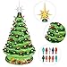 Joiedomi 15” Tabletop Ceramic Christmas Tree with Train, Prelit Xmas Tree with Extra Yellow Star Topper & Bulbs for Best Desk Decoration