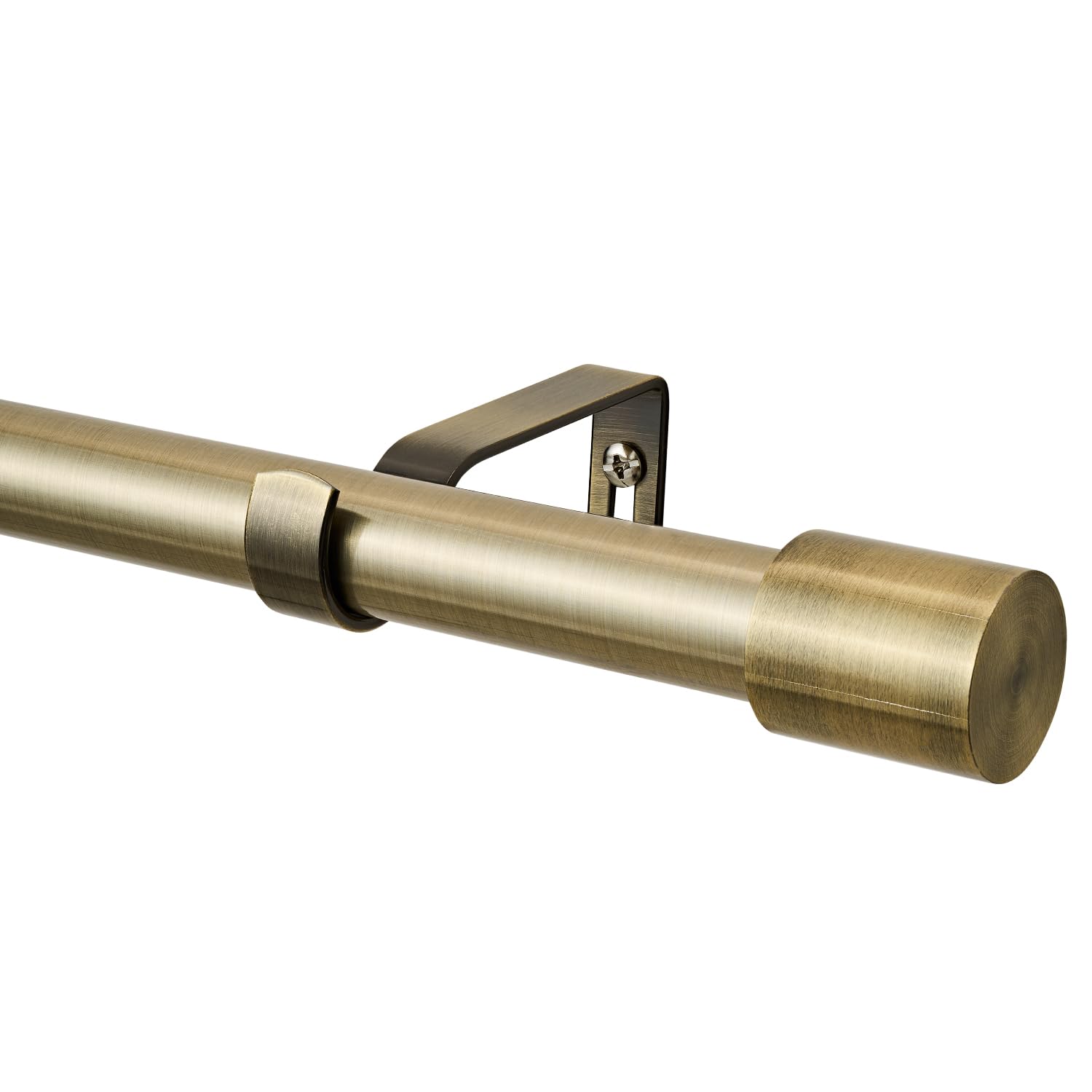 Curtain Pole End Cap Finials 1 inch diameter Antique Brass Extendable curtain poles 76 to 140 cm with 3 piece curtain brackets. 30 to 55 inch length for Living room, Bedroom, Kitchen room — image 1