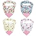 Honey Molly Baby Bandana Bibs for Teething and Drooling - 4 Pack Soft Drool Bibs for Boys and Girls - BPA-FREE Food Grade Silicone Teether, Adjustable Nickel-Free Snaps - 100% Organic Cotton