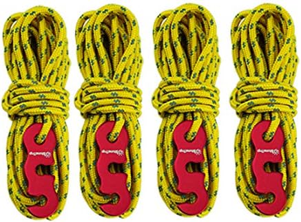 Reflective Tent Guide Rope Guy Line Cord & Adjusters. Lightweight, Rain Tarps, Tents, Hiking, Backpacking. Essential Camping & Survival Gear. Camp Accessories(Yellow)