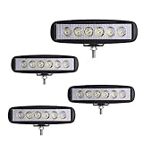 LED Light bar YITAMOTOR 4Pcs 6Inch 18W Spot Led Work Light Bulb LED Light Pod Driving Light Fog Light Offroad Light Waterproof ATV SUV Pickup Trucks Boat 12V 24V, 2 Years Warranty