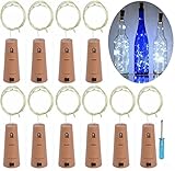 LRCXL Set of 10 Pure White Wine Bottle Cork Lights - 18inch/ 47cm 10 LED Silver wire Lights String Starry LED Lights for Bottle DIY, Halloween Party, Christmas, Wedding Decoration