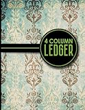 4 Column Ledger: Account Book, Accounting Journal Entry Book, Bookkeeping Ledger For Small Business, Vintage/Aged Cover, 8.5
