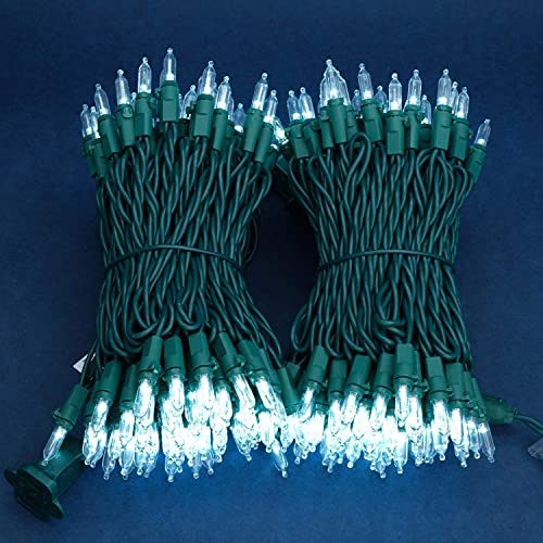 SWEET SHINE Cool White LED Christmas Lights, Pack of 2 Sets 33 Ft 100