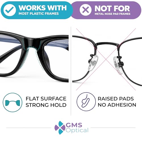 GMS Optical Adhesive Silicone Nose Pads for Glasses |1.3mm Ultra-Thin, 18mm Large | Non Slip Glasses Grips for, Sunglasses and Eyewear w/Super Sticky Backing, Eyeglass Accessories (5 Pairs, Clear)