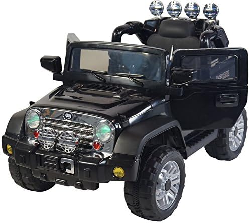 Jeep Style 12-volt Electric Land Rover Style for Kids to Ride – Battery-Powered Ride-On for Boys and Girls – LED Lights, Horn, Engine Sounds, MP3 Port – Fun Toy for Children Ages 2-5 - Black
