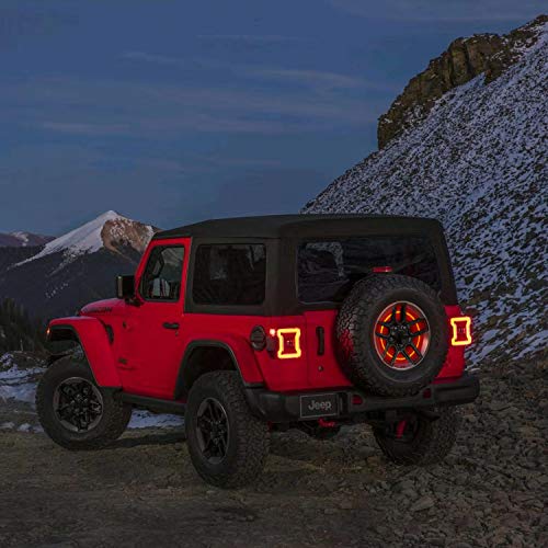 Spare Tire Brake Light for Jeep Wrangler JK JKU(2007-2017), Third 3rd Brake Tail Lamp, Round Stop Lights, Red LED Wheel Ring Lights, Black Exterior