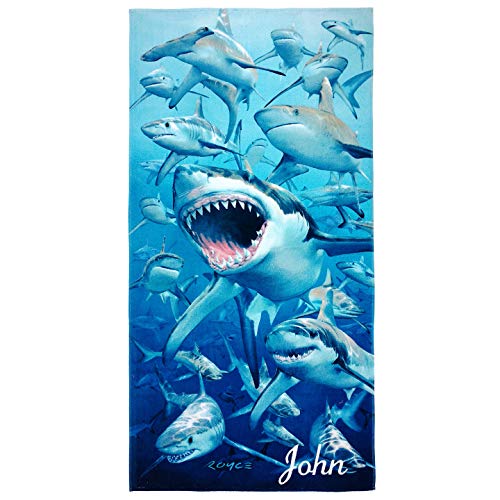 Kaufman Personalized Printed Beach Towels for Kids, 100 Absorbent