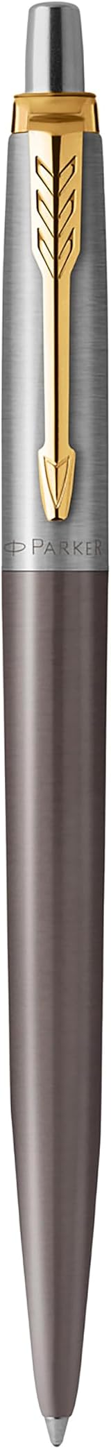 Parker Jotter Ballpoint Pen Grey Lacquer Gold Trims Medium Point Blue Ink view 8
