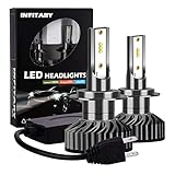 Infitary LED Headlight Bulbs H7 Auto Headlamp Car Headlight 64W 6500K 10000 Lumens Super Bright White- 2 Bulbs- 3 Year Customer Service, Not for Daytime Running Lights