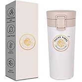 Value Vibes 13 oz Stainless Steel Coffee Cup – Double-Wall Vacuum Insulated Travel Mug with Handle – Spill-Resistant Lid, Reusable Tumbler for Hot & Cold Drinks