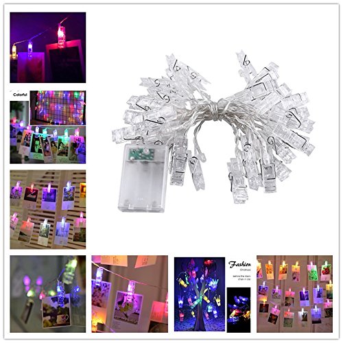 Leoie 20 LED Photo Clip String Lights/Holder, Indoor Fairy String Lights Night Lamp with Clips for Photos Pictures Cards