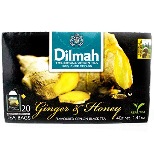 Dilmah Ginger and Honey Flavored Ceylon Black Tea 20 Tea Bags Sri