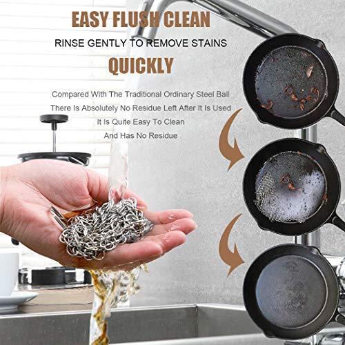 Cast Iron Cleaner 316L Premium Stainless Steel Chainmail Scrubber Set