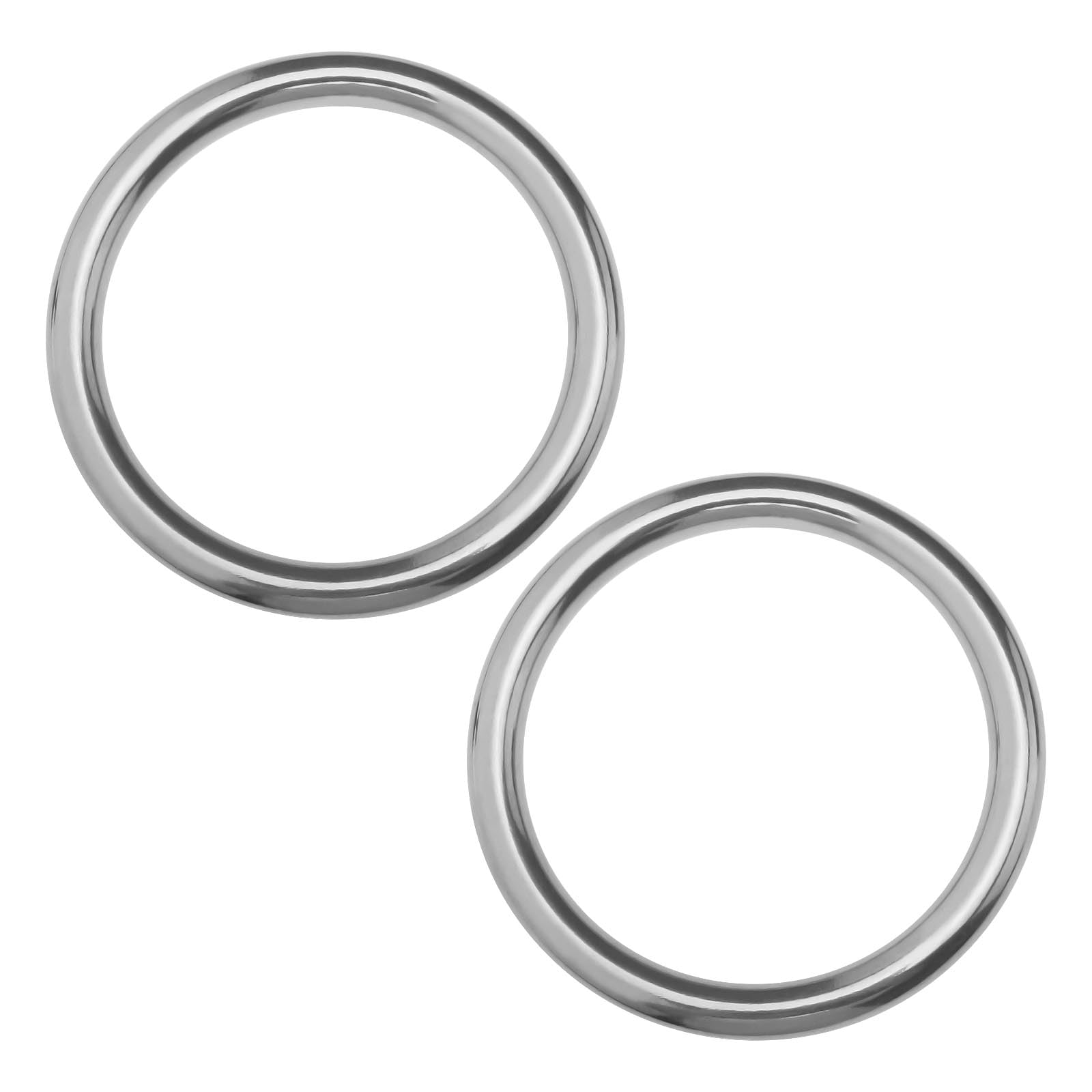 SG Store 2Pcs 304 Seamless Welding Stainless Steel Rings Heavy Duty Rings Solid Multi-Purpose Big Ring for Indoor Outdoor Equipment, ID 80mm OD 100mm