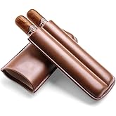 cicina 2-Finger Leather Cigar Case, Cigar Humidor Portable Travel Cigar Bag,Cigar Holder(Brown)
