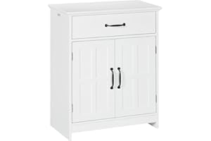 kleankin Freestanding Bathroom Cabinet Floor Cabinet, Modern Bathroom Storage Cabinet with 2 Doors, Adjustable Shelves for Li