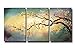 ARTLAND Modern 100% Hand Painted Flower Oil Painting on Canvas Yellow Plum Blossom 3-Piece Gallery-Wrapped Framed Wall Art Ready to Hang for Living Room for Wall Decor Home Decoration 24x48inches