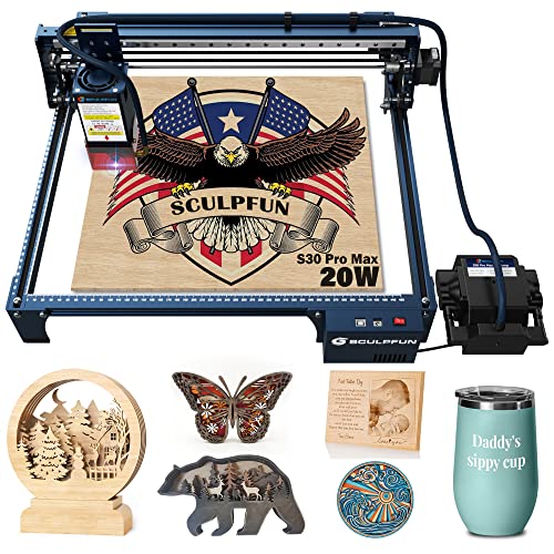 SCULPFUN S30 Pro Max Laser Engraver with Automatic Air Assist,20W
