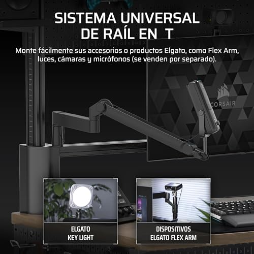 Platform:4 – 120 cm x 76 cm, Altura Fija, Escritorio de Pie para Juegos de Oficina, Cables Escritorio, Alimentación USB, Brazo para Monitor Incluido – Negro