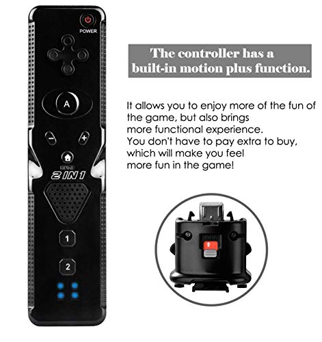 Poulep Wireless Remote Controller for Nintendo Wii Wii U Console with Motion Plus - Black and Black - Thumbnail 2