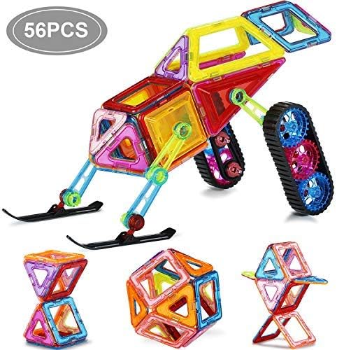 Magnetic Blocks, 56 PCS Magnetic Tiles Building Blocks Set Educational Toys For Kids, Magnet Toys For Boys and Girls