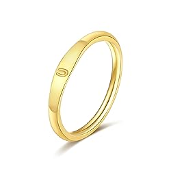 ZNBOH Gold Initial Rings for Women 14K Dainty Plain