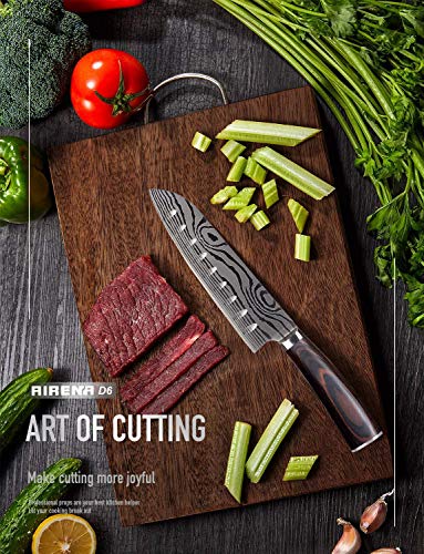 Japanese Santoku Knife, 7" Professional Kitchen Knives – German Carbon Stainless Steel – Sharp – Stain and Corrosion Resistant, Ideal for Home Kitchen and Restaurant