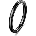 TIGRADE Black Titanium Ring 2mm 4mm 6mm 8mm Dome High Polished Wedding Band Size 3-14.5