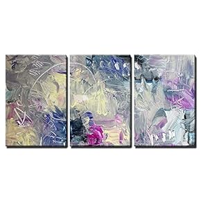 3 Piece Canvas Wall Art - Abstract Painting - Mixed Media Grunge - Modern Home Art Stretched and Framed Ready to Hang - 16"x24"x3 Panels