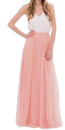 Women Floor Length A Line Tulle Skirt Bridal Bridesmaids Wedding Party Long High Waisted Tutu